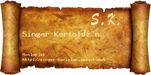 Singer Koriolán névjegykártya